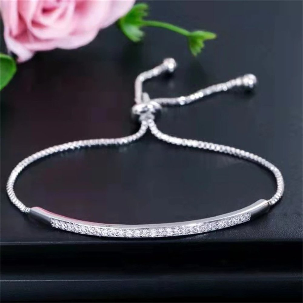 Silver Zircon Slider Bracelet